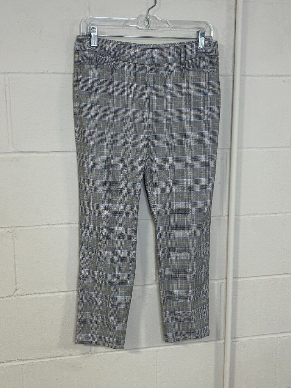 WHbM Pants Womens 4 Petite Straight Leg Plaid Mid Rise Cropped Work Smart
